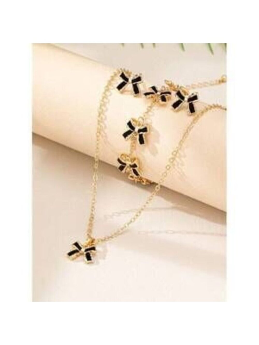 Fashion 3D Coated Alloy Black Bow Necklace Fashion 3D Coated Alloy Brac Dainty